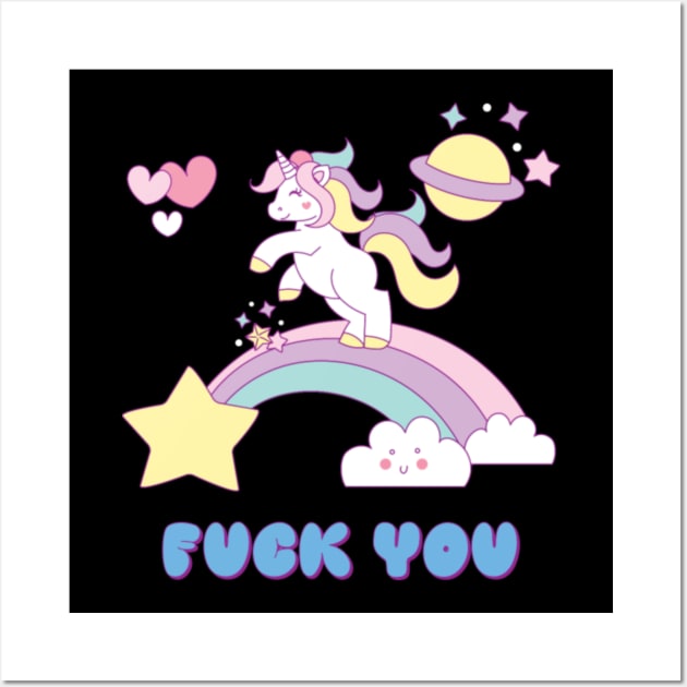 Fuck you unicorn Wall Art by Xizin Gao